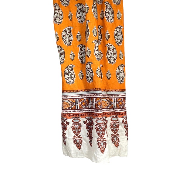 SOLD Johanna Ortiz Charisma of the Tropics Maxi Dress 100% linen orange 0 NWT - Picture 6 of 16